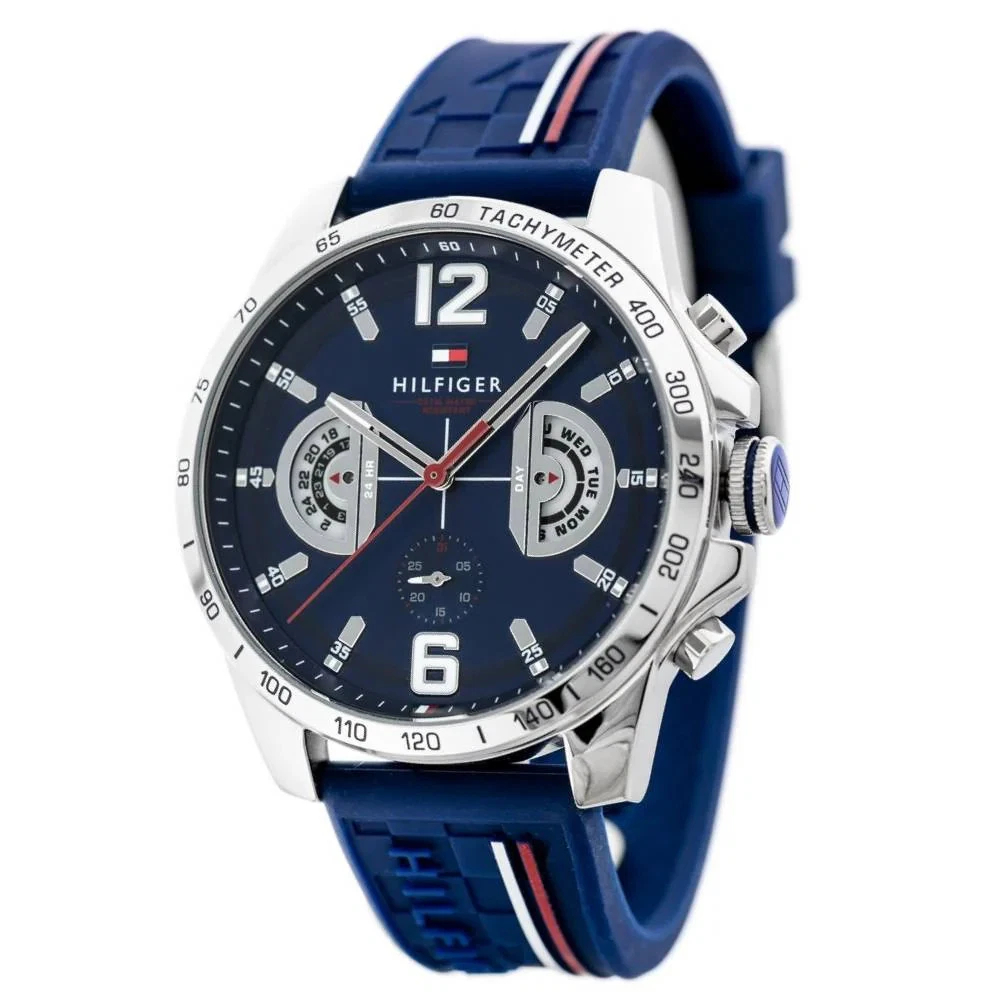 Tommy Hilfiger 1791476 Men's Blue Silicone Band Watch 46mm Tommy Hilfiger 1791476 Men's Blue Silicone Band Watch 46mm